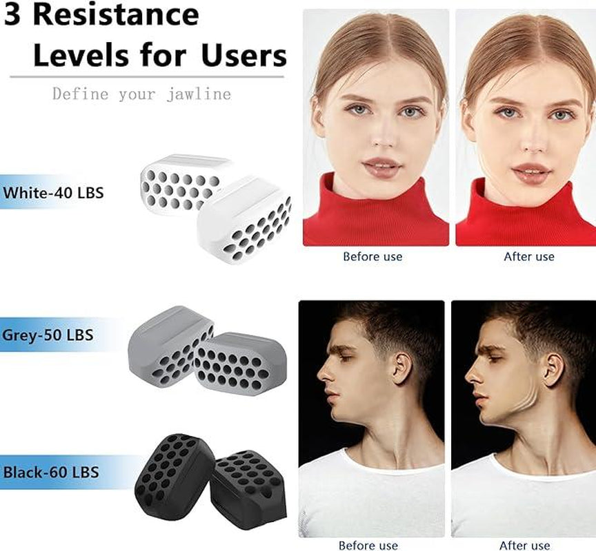 Jaw Exerciser for Men & Women - Silicone Jawline Exerciser with Jaw Trainer Strengthener, Jawline Shaper, and Face Massage Tool for Skincare