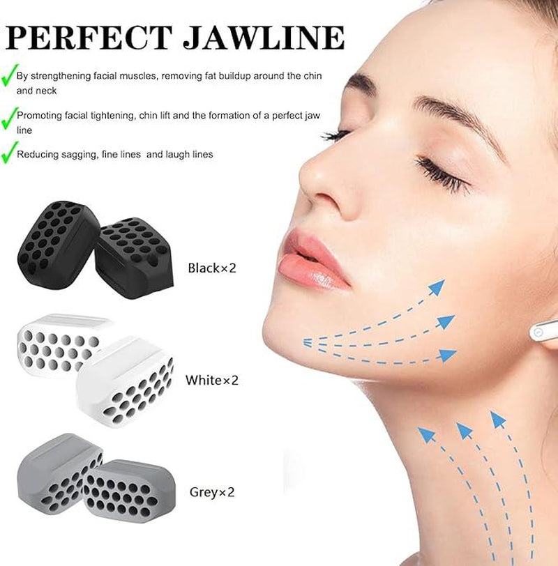 Jaw Exerciser for Men & Women - Silicone Jawline Exerciser with Jaw Trainer Strengthener, Jawline Shaper, and Face Massage Tool for Skincare
