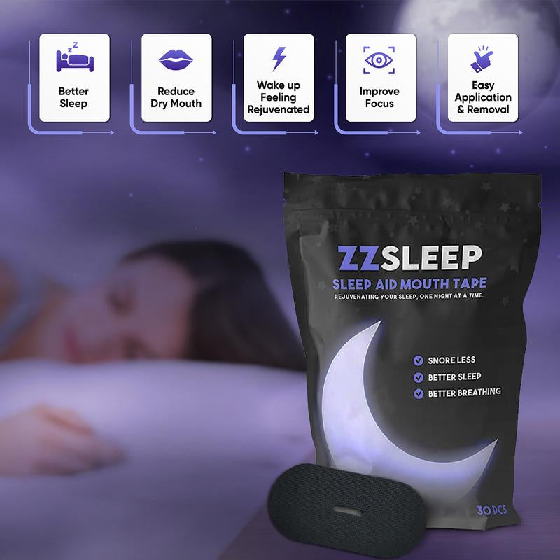 Zzsleep Tape - Mouth Tape (30 Strips) for Snore Prevention, Improved Respiratory Efficiency & Restful, Comfortable Sleep