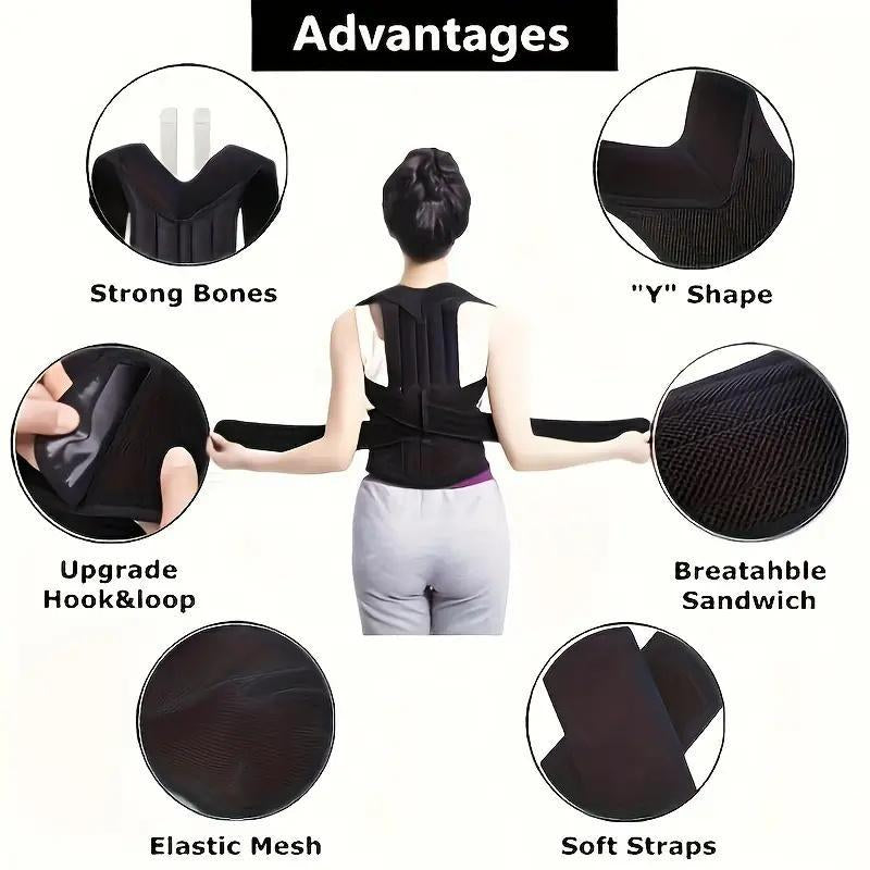 New Style Back Support Belt, Back Brace for Men & Women, Adjustable Back Straightener, Back Support Belt for Home Gym Workout Care, Gym Clothes, Gym Accessories, Adjustable Posture