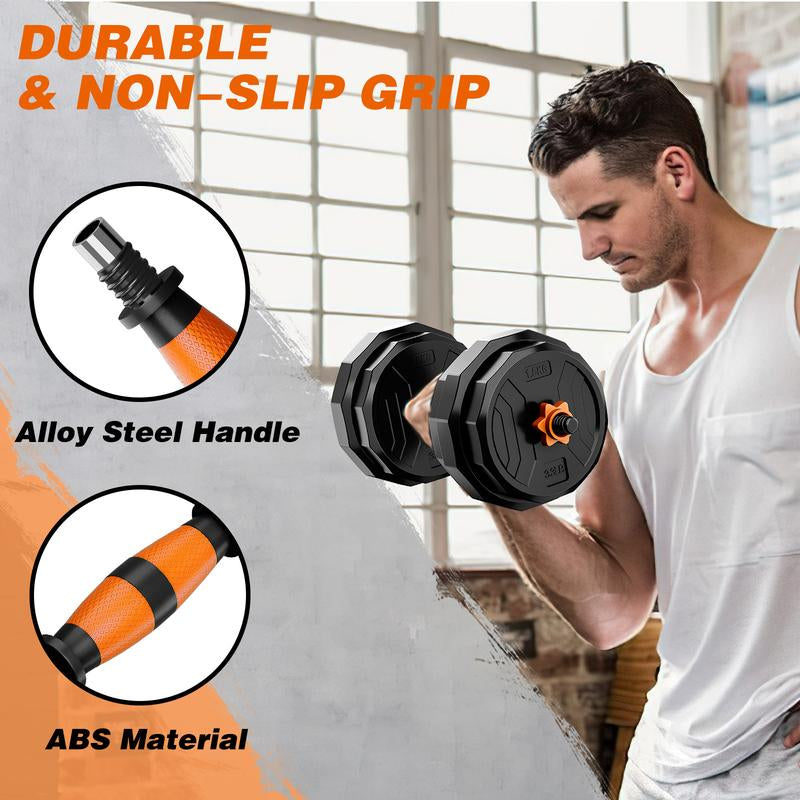 Adjustable Weight Dumbbell Set, 44/66/88LBS Weight Set Use as Dumbbell, Barbell, Kettlebell and Push-Up Pesas Para Ejercicios En Casa, Multi-Functional Fitness Exercise Equipment for Home Gym
