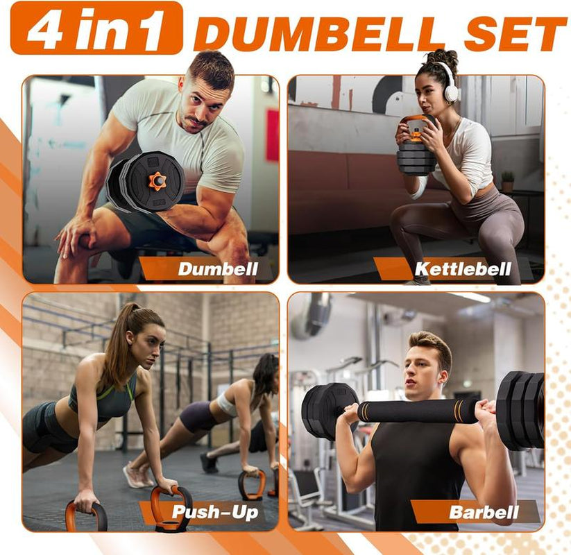 Adjustable Weight Dumbbell Set, 44/66/88LBS Weight Set Use as Dumbbell, Barbell, Kettlebell and Push-Up Pesas Para Ejercicios En Casa, Multi-Functional Fitness Exercise Equipment for Home Gym